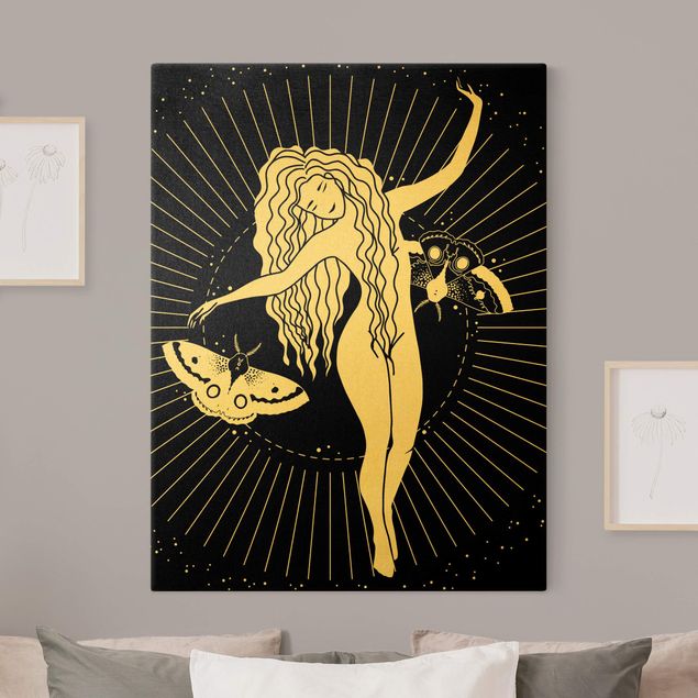 Billeder på lærred guld Illustration Star Dancer And Moth