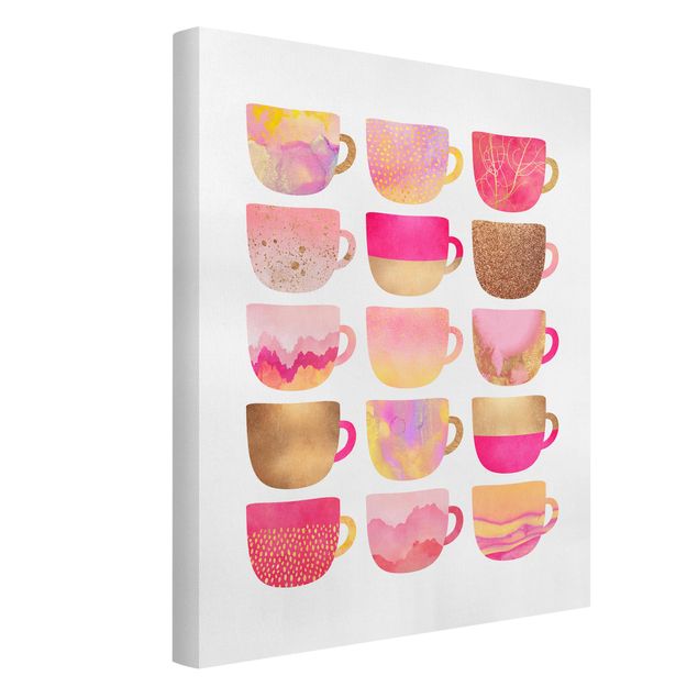 Billeder kunsttryk Golden Mugs With Light Pink