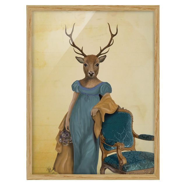 Billeder retro Animal Portrait - Deer Lady