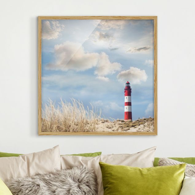 Indrammede plakater strande Lighthouse Between Dunes
