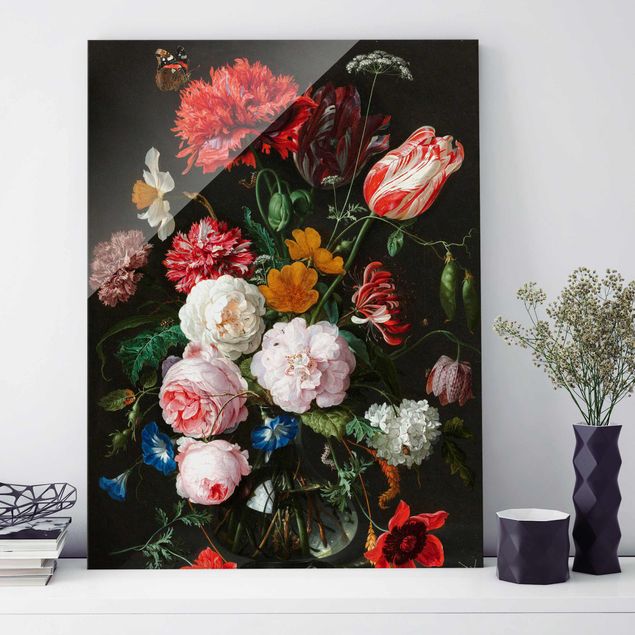 Glas magnettavla Jan Davidsz De Heem - Still Life With Flowers In A Glass Vase