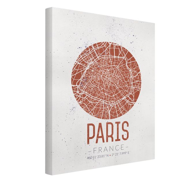 Billeder på lærred sort og hvid City Map Paris - Retro