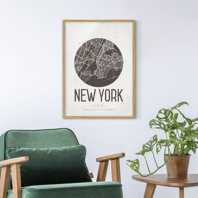 Billeder New York New York City Map - Retro