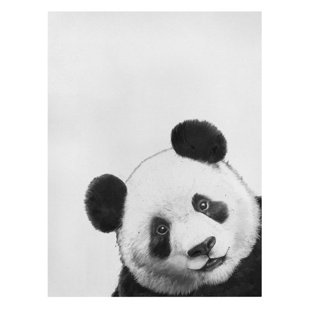 Billeder på lærred sort og hvid Illustration Panda Black And White Drawing