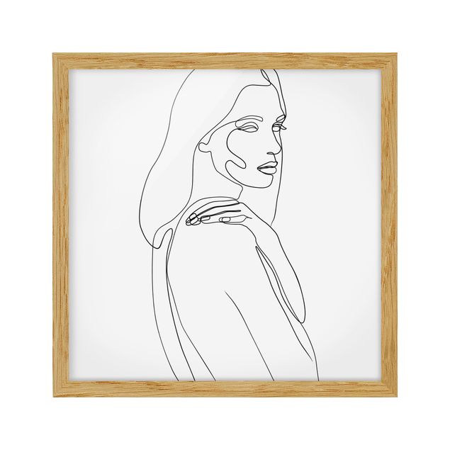 Billeder kunsttryk Line Art Woman's Shoulder Black And White