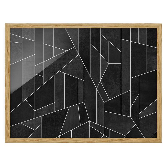 Billeder kunsttryk Black And White Geometric Watercolour