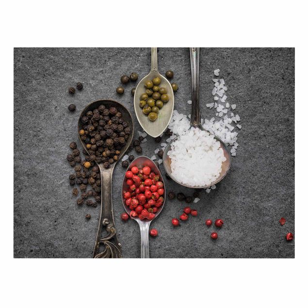 Billeder på lærred krydderier og urter Spices On Vintage Spoons