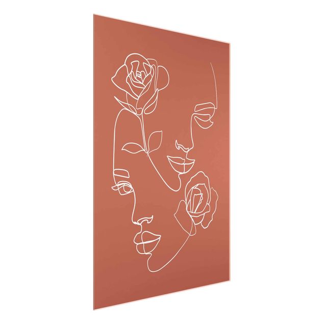Kunst stilarter Line Art Faces Women Roses Copper