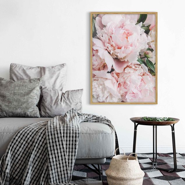 Indrammede plakater blomster Peonies Light Pink