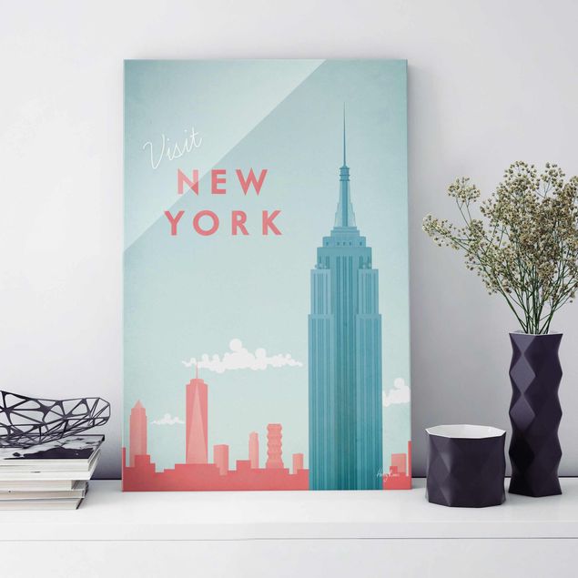 Glasbilleder New York Travel Poster - New York