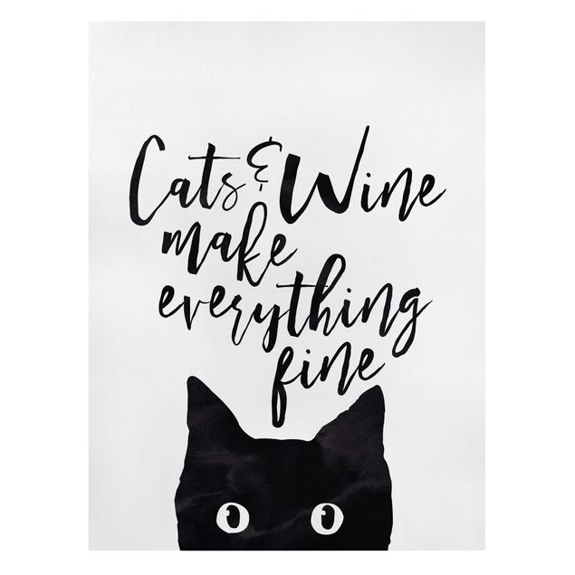 Billeder på lærred ordsprog Cats And Wine make Everything Fine