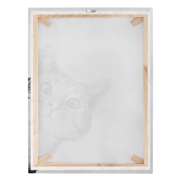 Billeder på lærred kunsttryk Illustration Cat Drawing Black And White