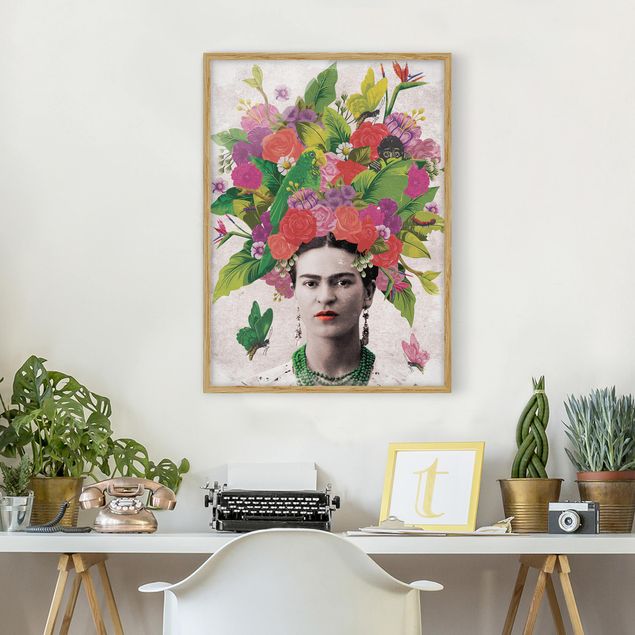 Billeder sommerfugle Frida Kahlo - Flower Portrait