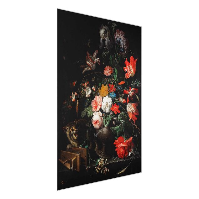 Glasbilleder blomster Abraham Mignon - The Overturned Bouquet