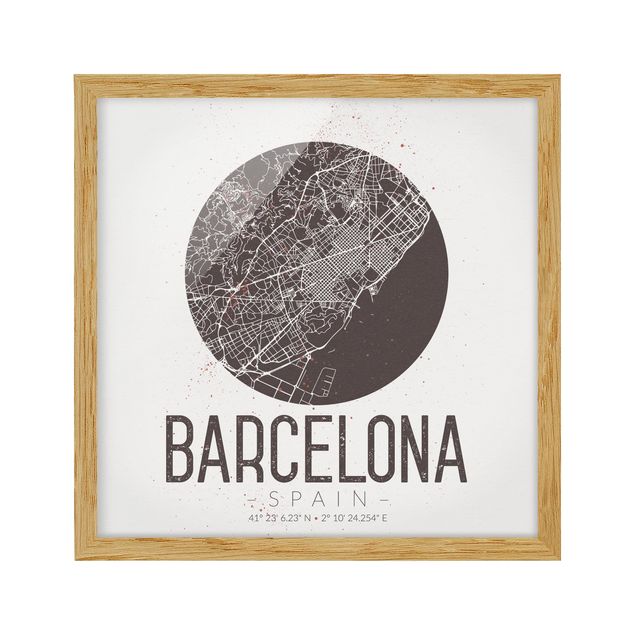 Billeder arkitektur og skyline Barcelona City Map - Retro