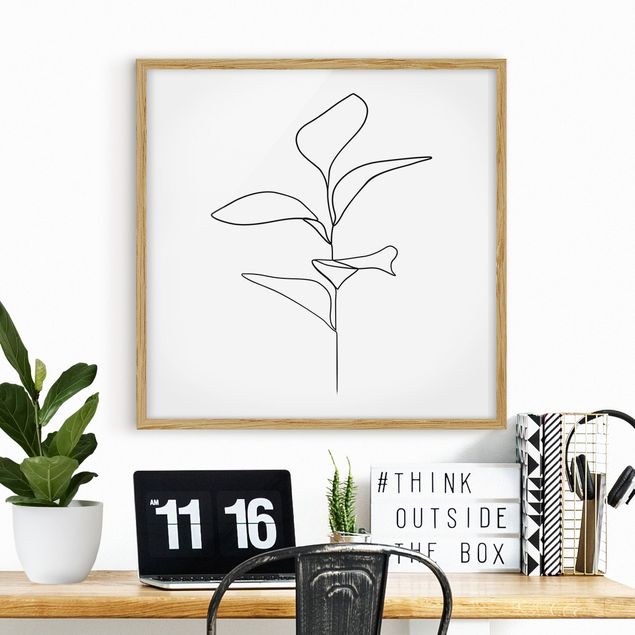 Kunst stilarter Line Art Plant Leaves Black And White