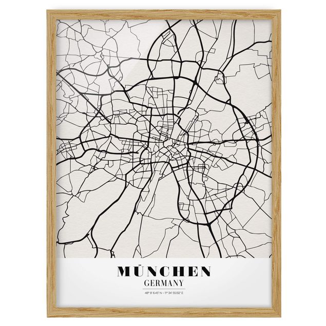 Indrammede plakater ordsprog Munich City Map - Classic