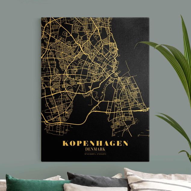 Billeder verdenskort Copenhagen City Map - Classic Black