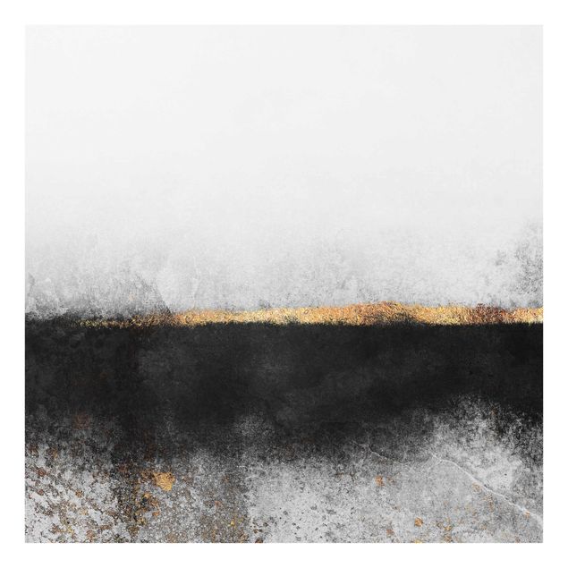 Billeder kunsttryk Abstract Golden Horizon Black And White
