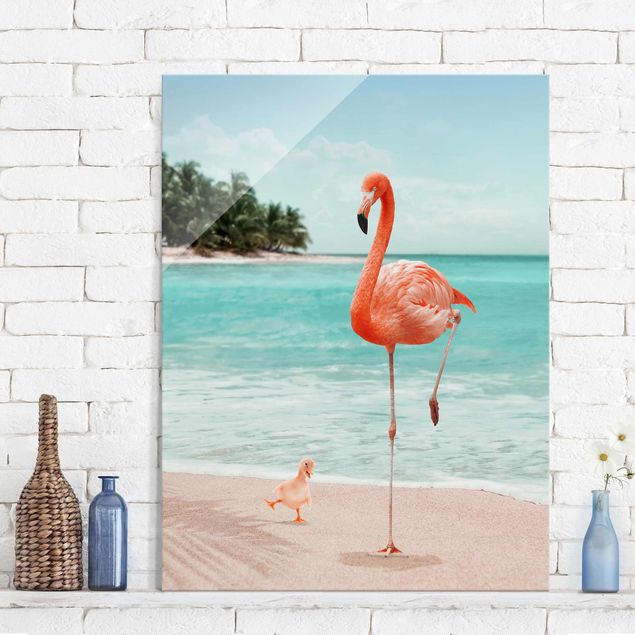 Billeder blomster Beach With Flamingo
