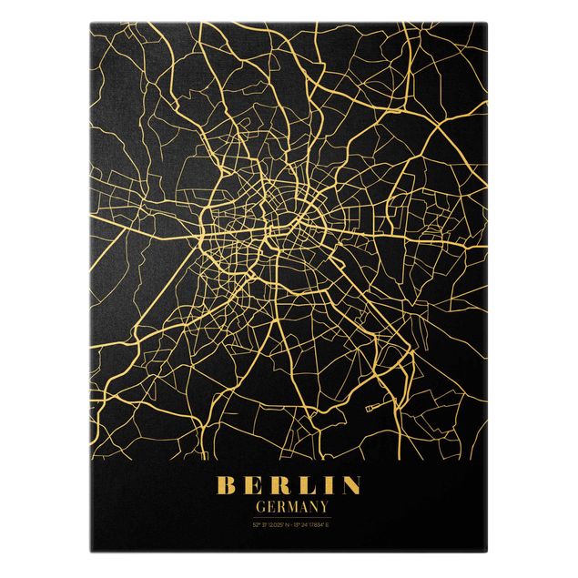 Billeder sort Berlin City Map - Classic Black