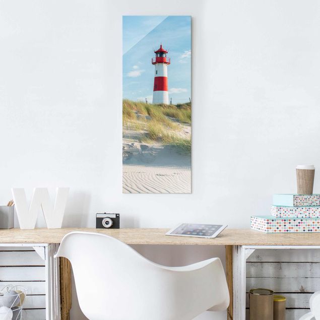 Glasbilleder klitter Lighthouse At The North Sea