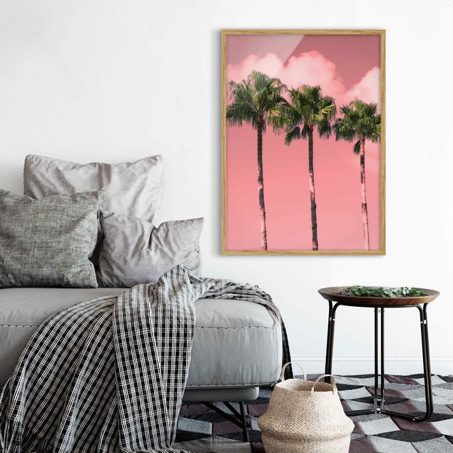 Indrammede plakater blomster Palm Trees Against Sky Pink