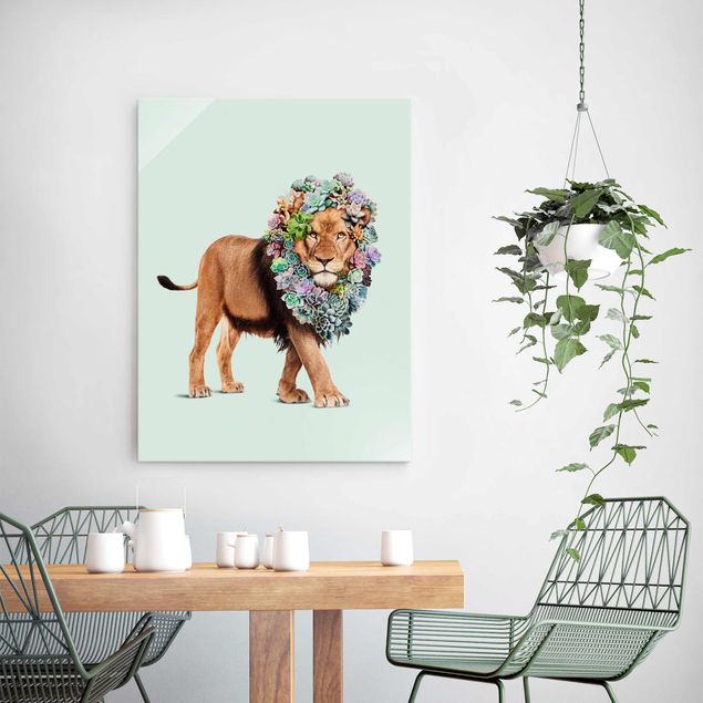køkken dekorationer Lion With Succulents
