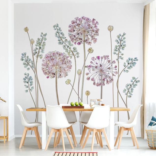 Moderne tapet Allium Illustration