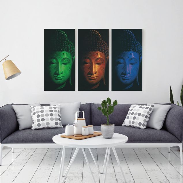 Billeder på lærred spirituelt Triple Buddha