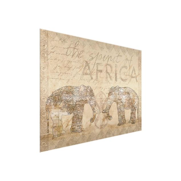 Glasbilleder dyr Vintage Collage - Spirit Of Africa