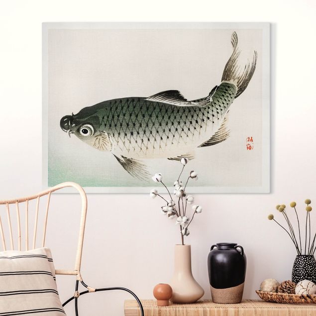 Billeder på lærred fisk Asian Vintage Drawing Carp