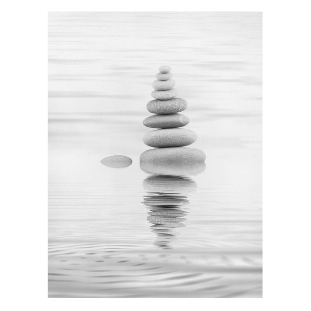 Billeder kunsttryk Stone Tower In Water Black And White