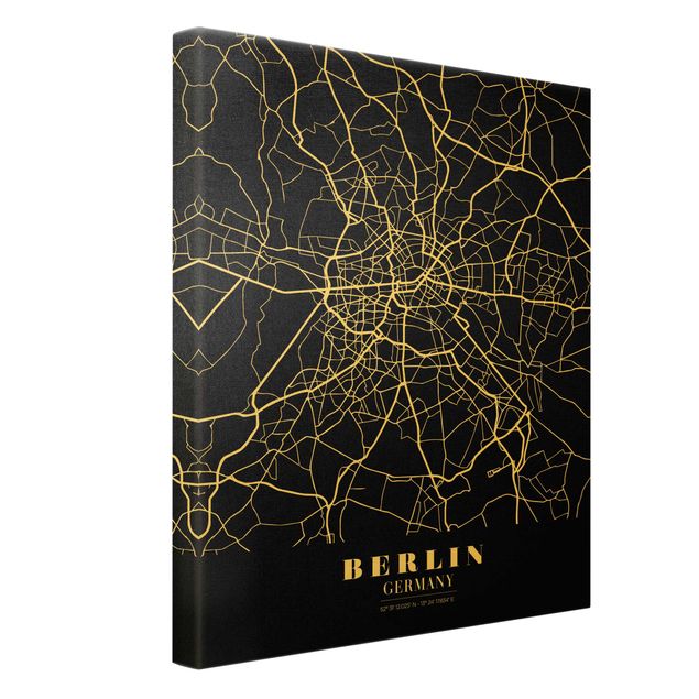 Billeder sort og hvid Berlin City Map - Classic Black