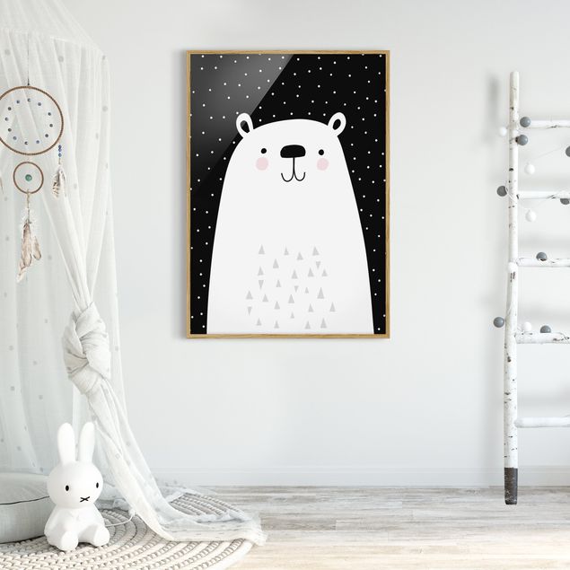 Indrammede plakater sort og hvid Zoo With Patterns - Polar Bear