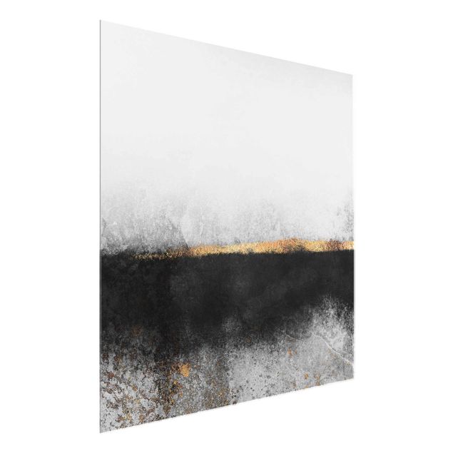 Glasbilleder abstrakt Abstract Golden Horizon Black And White