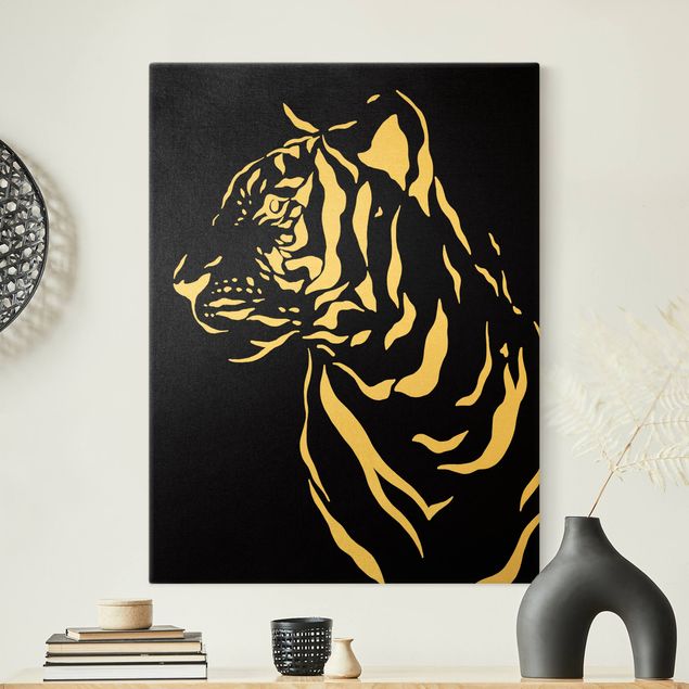 Billeder moderne Safari Animals - Portrait Tiger Black
