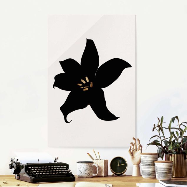 Glasbilleder orkideer Graphical Plant World - Orchid Black And Gold