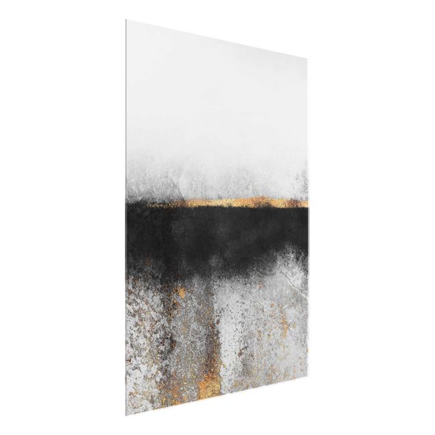 Glasbilleder abstrakt Abstract Golden Horizon Black And White
