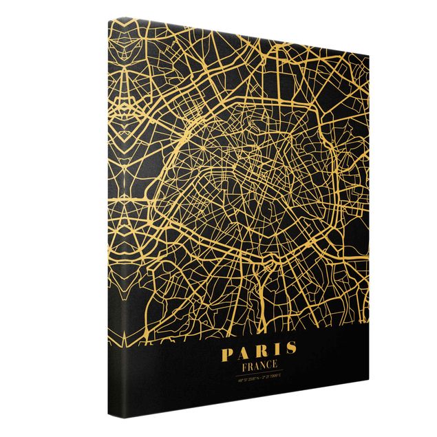 Billeder sort og hvid Paris City Map - Classic Black