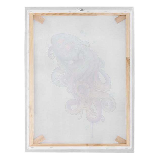Billeder på lærred dyr Illustration Octopus Violet Turquoise Painting