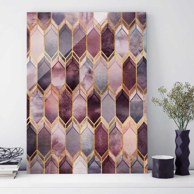 Glas magnettavla Stained Glass Geometric Rose Gold