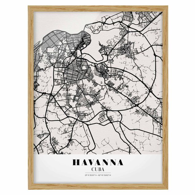 Indrammede plakater ordsprog Havana City Map - Classic