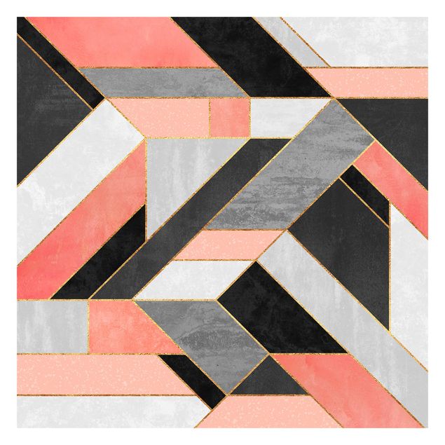 Tapet lyserød Geometry Pink And Gold