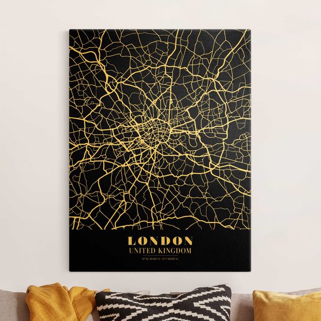 køkken dekorationer London City Map - Classic Black