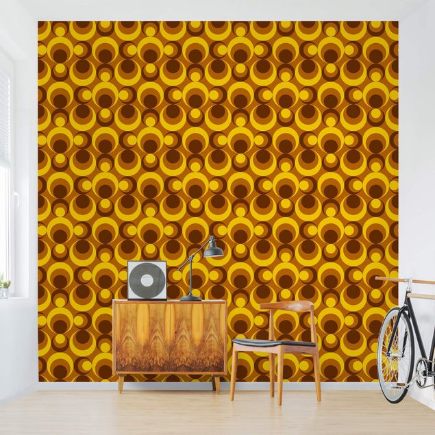 Mønstret tapeter 70s Wallpaper Circle Design