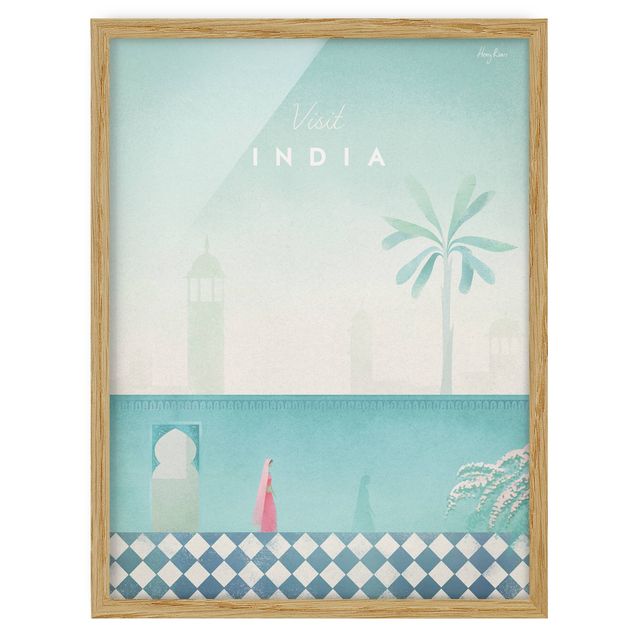 Indrammede plakater vintage Travel Poster - India