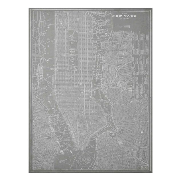 Billeder arkitektur og skyline Vintage Map New York Manhattan