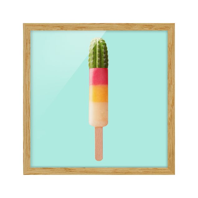 Indrammede plakater kunsttryk Popsicle With Cactus