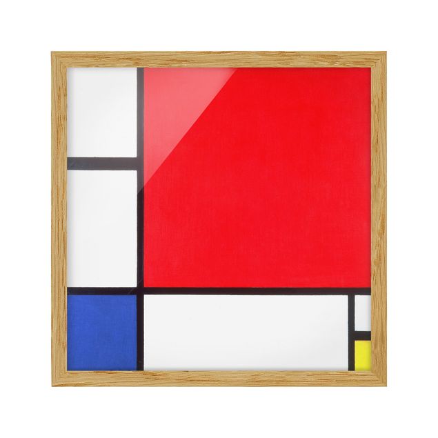 Indrammede plakater abstrakt Piet Mondrian - Composition With Red Blue Yellow
